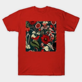 Vintage Floral Wallpaper with Animals T-Shirt